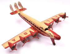 A rare French Joustra tinplate clockwork model of a Lockheed Super Constellation Airliner.