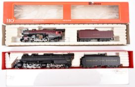 2x Rivarossi HO gauge US outline railway locomotives. A Norfolk and Western 2-8-8-2 Mallet tender