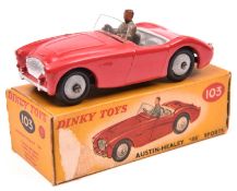 Dinky Toys Austin-Healey '100' Sports (103). A harder to find example in red with light grey