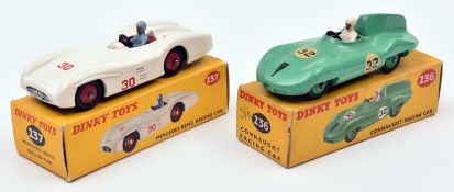 2 Dinky Toys Racing Cars. Connaught Racing Car (236) in mid green, RN32, with red cockpit,
