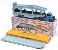 Dinky Supertoys Pullmore Car Transporter (982). An example with mid blue cab and light blue trailer,