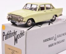 Pathfinder Models PFM31 1964 Ford Zodiac MkIII Saloon. In pale yellow with red interior. 'GEV