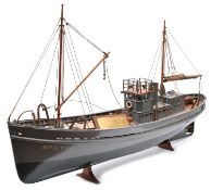 A fine scale model of a 90ft Motor Fishing Vessel, M.F.V.1174. Admiralty designed on Trawler Lines