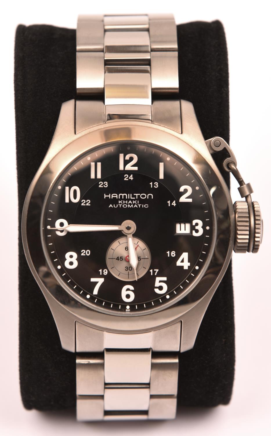 A Hamilton Khaki Automatic H774150 150 watch with automatic self winding mechanism. With titanium