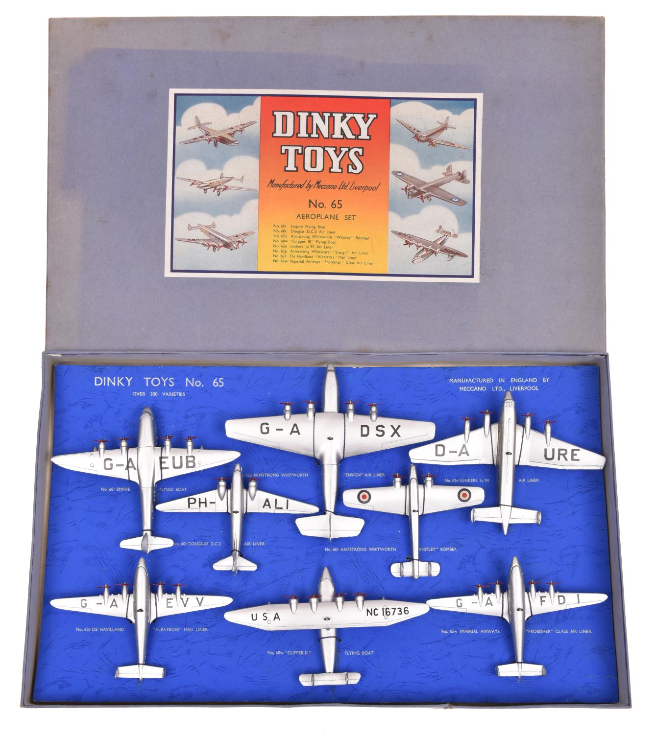 A rare Dinky Toys No.65 Aeroplane Set. The most impressive of all the aircraft sets, comprising 8 - Image 4 of 4