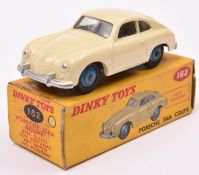 Dinky Toys Porsche 356A Coupe (182). An example in cream with mid blue wheels and black treaded