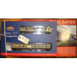 2 'OO' gauge railway items. A Bachmann for Kernow Model Rail Centre BR class 117 3-car diesel