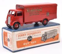 Dinky Supertoys Guy van 'Slumberland' (514). In red livery, with red wheels, black tyres, complete