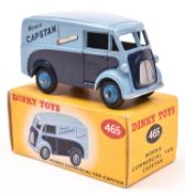 Dinky Toys Morris J Van 'Capstan' (465) in light and dark blue livery, with mid blue wheels and