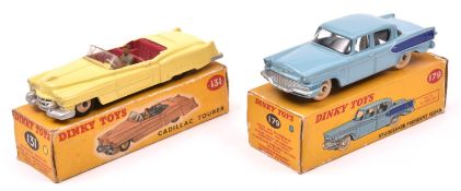 2 Dinky Toys. Cadillac Tourer (131). An example in yellow with cerise interior and cream wheels