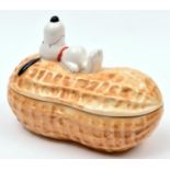 Vintage Snoopy Ceramic Peanut Dish. Two piece dish with Snoopy sleeping on a large peanut. 20cm