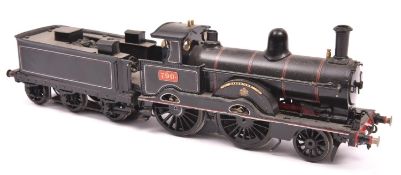An O gauge kitbuilt model of a LNWR Improved Precedent Class 2-4-0 tender locomotive, Hardwicke 790,