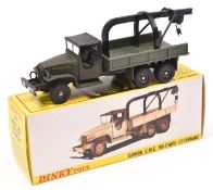 A French Dinky Military Vehicle. Camion G.M.C. Militaire Depannage (808). In drab military green.
