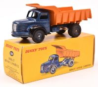 French Dinky Toys Berliet Benne Carrieres (580). Blue cab and chassis with black outer mudguards,