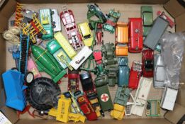 35+ diecast vehicles by various makes including Dinky, Tri-ang Spot-On, Matchbox, etc. Many for