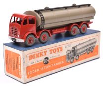 A scarce Dinky Supertoys Foden 14-Ton Tanker (504). Type 2 with red cab, chassis and wheels, with
