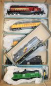 7x HO gauge US railway diesel locomotives by Bachmann, Athearn, Mehano, etc. 2x Union Pacific Bo-