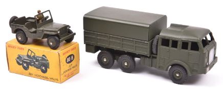 2 French Dinky Military Toys. Jeep Hotchkiss-Willys (80B). Plus a Camion Militaire Berliet Tous