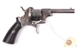 A Belgian 6 shot 7mm Comblain system double action pinfire revolver, c 1860, round barrel with