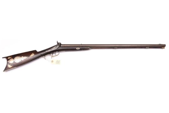 A mid 19th century double barrelled percussion rifle/shotgun made for the American market, 47"