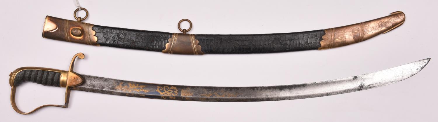 A Georgian naval officer’s sword of 1796 Light Cavalry type, blade 28” etched, blued and gilt with - Image 2 of 2