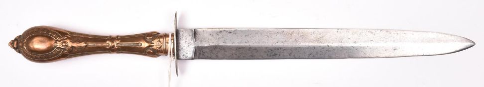 A late Victorian or Edwardian bowie type knife, DE blade 10”, the forte stamped “F E Harrison,