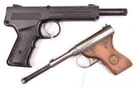 A post war .177” “Dolla” mark II pop out air pistol, with bright nickel plated frame and one piece