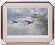 3 coloured aircraft prints by Frank Wootton, PPGAvA:”The Dambusters, 1943-1993” depicting Lancasters