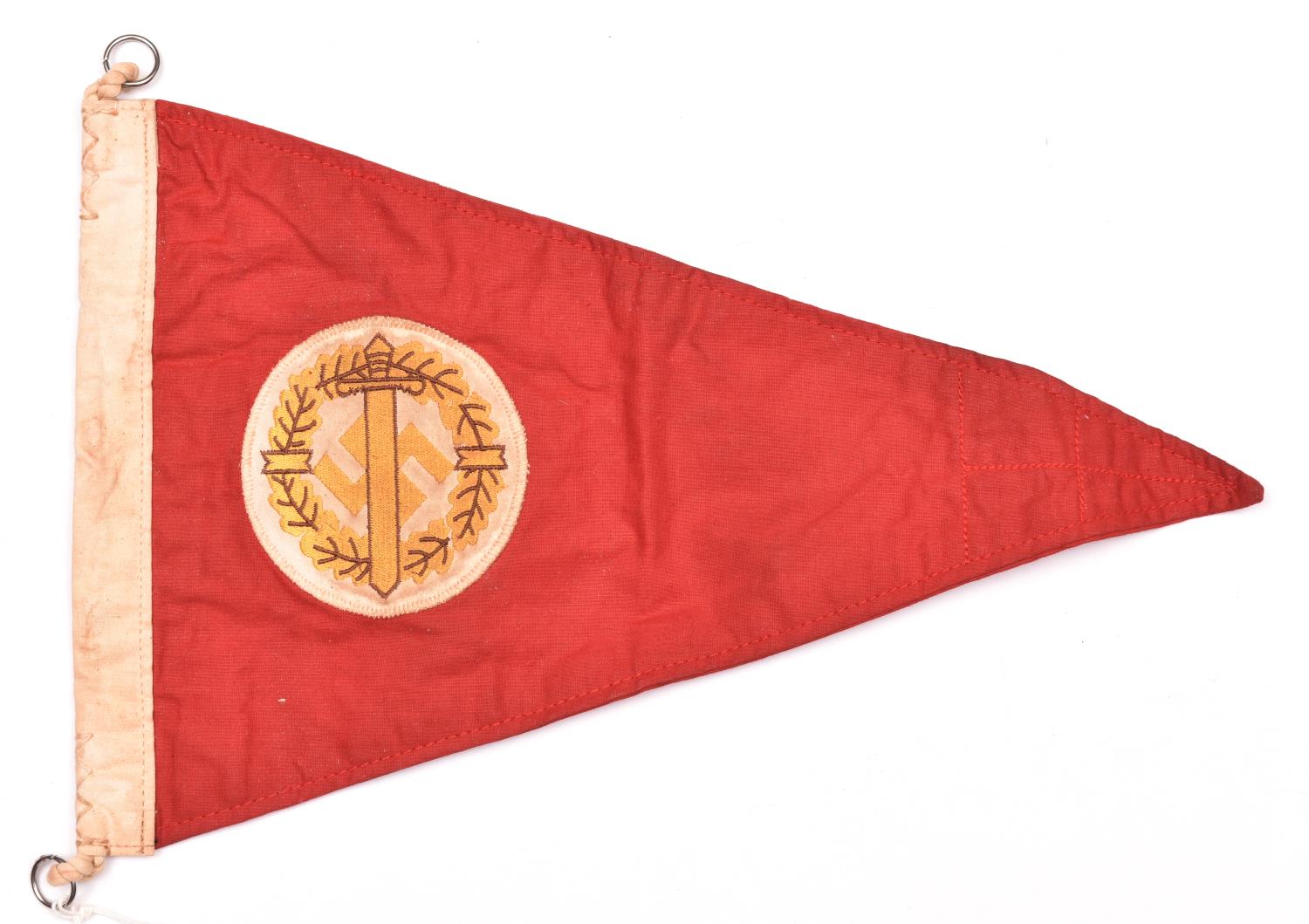 A Third Reich “SA Sports” car pennant, 14¾” x 9½”, red cloth with embroidered applique panels. GC £