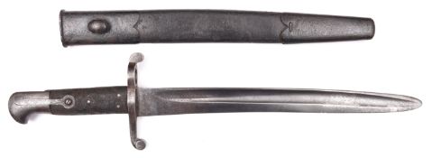 A modified P1856/58 Enfield sword bayonet, blade reduced to 13” and bearing Enfield inspector’s
