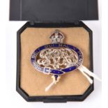 A fine 9ct gold and enamel sweetheart brooch of the Grenadier Guards, the crown and cypher of George