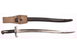 An 1856 pattern Enfield “Yataghan” sword bayonet, blade 22½”, pommel marked “WS” (in script),