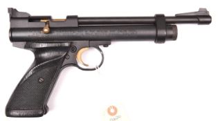 A .22” Crosman 2240 CO2 air pistol, number 304B13181, with adjustable rearsight, black satin finish,