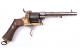 A German 6 shot 12mm Lefaucheux double action pinfire revolver, number 18868, c 1865, round barrel