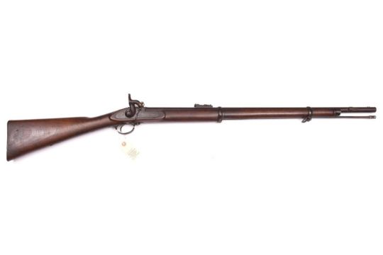 A scarce Australian Victoria State Force .563" Lancaster oval bore percussion 2 band short rifle,