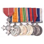 Six: MBE, Military, 2nd type, BWM (PLY 20136 Pte J W Johnson RMLI), Defence, War Medal, Coronation