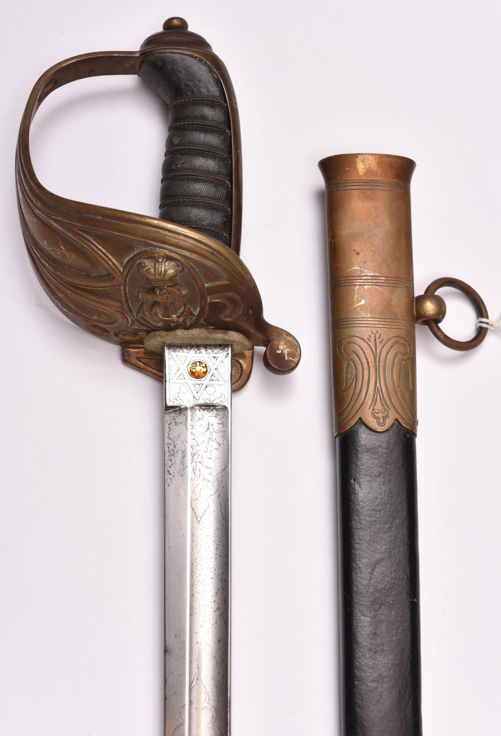 A Victorian 1846 pattern naval sword for Masters, Mates, Midshipmen and Warrant Officers, b lade