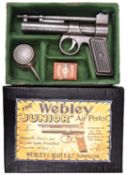 A pre war .177” Webley Junior air pistol, number J 13061, with ribbed metal grips and Patent