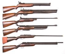 **A unique set of six high powered pneumatic air rifles, individually made to the highest