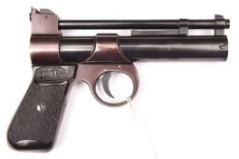 A good post 1958 .177” Webley Junior air pistol, batch number 1409, with frame stamp “A”, black