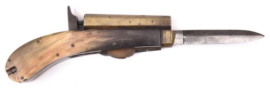 A .28” Unwin & Rodgers percussion knife pistol, octagonal GS barrel 3½” with B’ham proofs, with