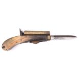 A .28” Unwin & Rodgers percussion knife pistol, octagonal GS barrel 3½” with B’ham proofs, with
