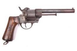 A Spanish 6 shot 12mm Oviedo Army Model single action pinfire revolver, number 542, round barrel