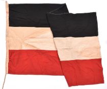 An Imperial German tricolour flag, 85cm x 150cm, red, white and black horizontal stripes, marked “