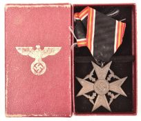 A Third Reich Spanish Cross for Dependants of German Fighters, complete with ribbon, in its card
