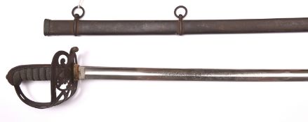 An 1827 pattern Rifle Regiment officer’s sword, plated 1845 pattern blade 31½”, etched with