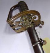 A Victorian Infantry officer’s 1845 light pattern levee sword, slender blade 32”, by Henry