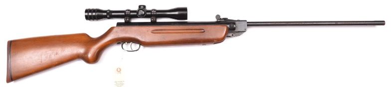 A .22” Weihrauch HW35 break action air rifle, number 590729, fitted with BSA 4x33 telescopic