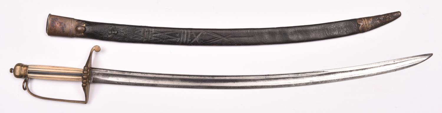 A late 18th century officer’s spadroon of a type favoured by naval officers, plain slightly curved - Image 2 of 2