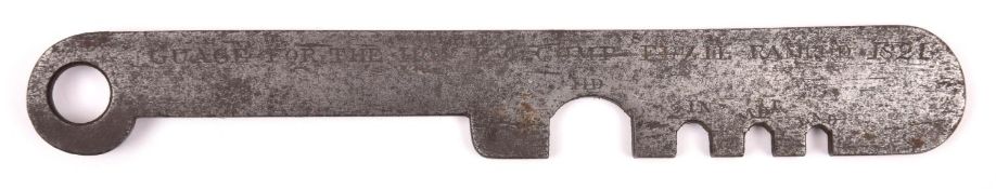 A rare and interesting early 19th century armourer’s tool, 6½” overall, engraved “GUAGE FOR THE